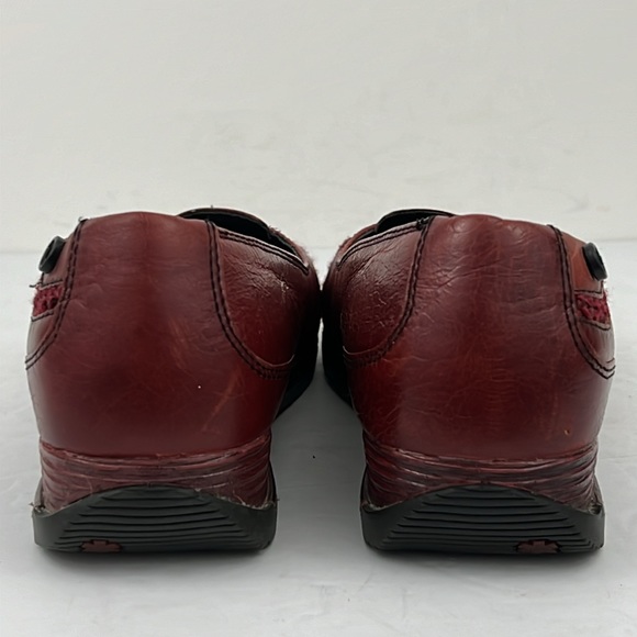 Dansko Womens Burgundy Leather Slip On Shoes Casual Career Tweed & Button Detail - Picture 6 of 12